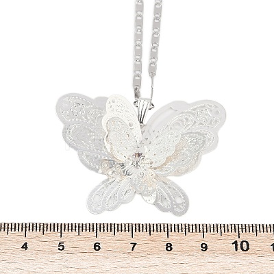 201 Stainless Steel Crystal Rhinestone 3D Hollow Butterfly Pendant Necklaces for Women LS-NJEW-K283-30P-1