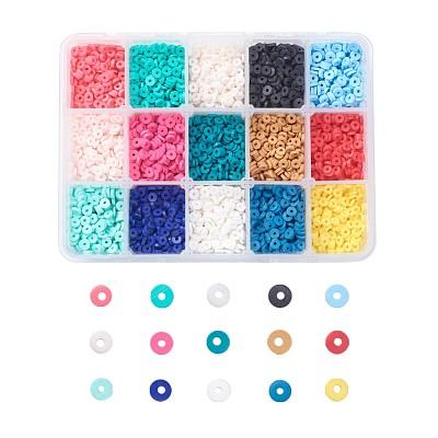 15 Colors Handmade Polymer Clay Beads CLAY-JP0001-06A-1