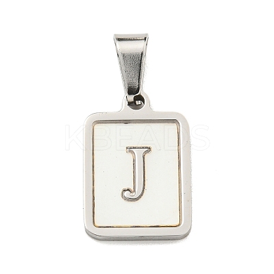 304 Stainless Steel Pave Natural White Shell Pendants STAS-S130-03P-J-1