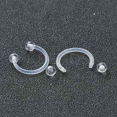 Acrylic Circular/Horseshoe Barbell with Double Round Ball AJEW-P084-04B-1