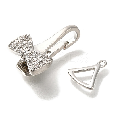 Brass Micro Pave Clear Cubic Zirconia Fold Over Clasps KK-K389-128P-1