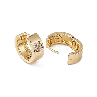Clear Cubic Zirconia Heart Pattern Thick Hoop Earrings EJEW-F294-10B-G-1