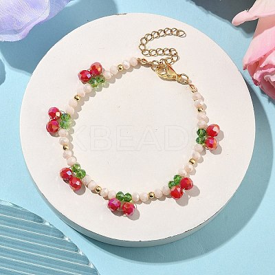 Glass & Brass Beads Bracelets for Women Girl BJEW-TA00547-1