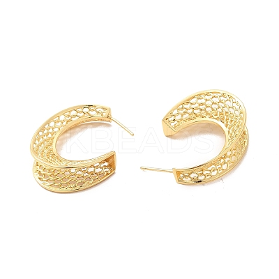 Rack Plating Brass Hollow Out C-shape Stud Earrings for Women EJEW-F308-08G-1