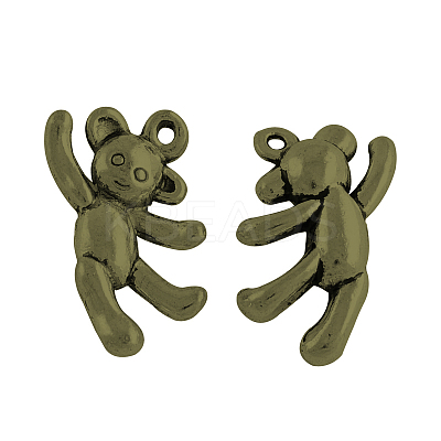 Tibetan Style Alloy Bear Pendants TIBEP-3009-AB-FF-1