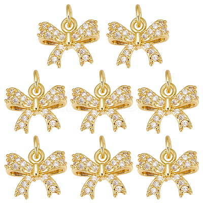 8Pcs Rack Plating Brass Micro Pave Clear Cubic Zirconia Pendants FIND-HY0003-74-1