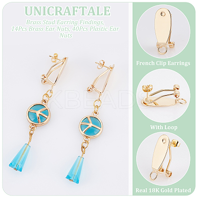 14Pcs Brass Stud Earring Findings KK-UN0002-61-1