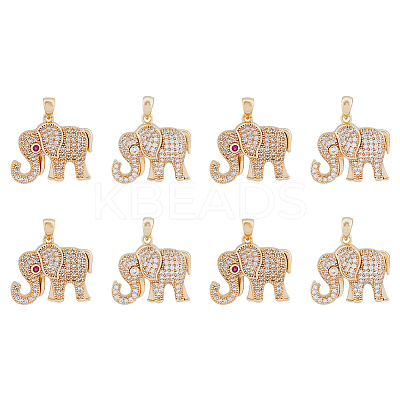 8Pcs 2 Colors Ion Plating(IP) Brass Micro Pave Cubic Zirconia Pendants KK-DC0002-91-1