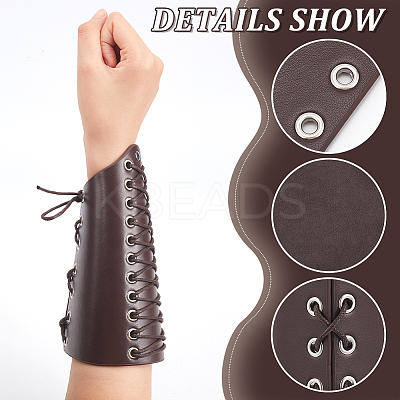 Adjustable PU Leather Cord Bracelet with Wax Cotton Cords AJEW-WH0248-456A-1