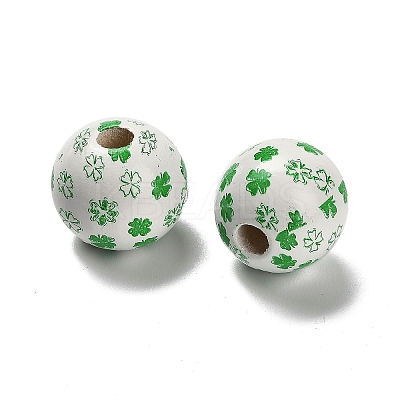 St. Patrick's Day Series Printed Schima Wood European Beads WOOD-V002-01G-1