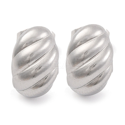 Non-Tarnish Oval 304 Stainless Steel Stud Earrings EJEW-H013-13P-1