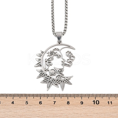 Gothic 201 Stainless Steel Hollow Moon Woman Pendant Necklaces LS-NJEW-K283-04P-1