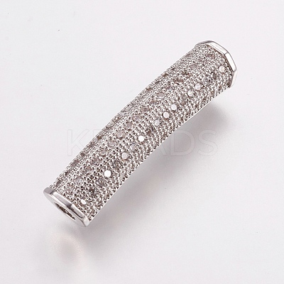 Brass Micro Pave Cubic Zirconia Tube Beads ZIRC-E143-22P-1