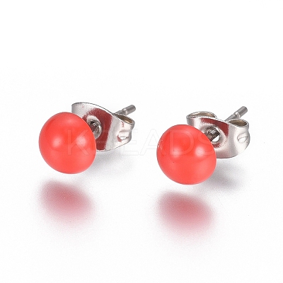 Tarnish Resistant Spray Paint 304 Stainless Steel Stud Earrings EJEW-L215-56F-P-1