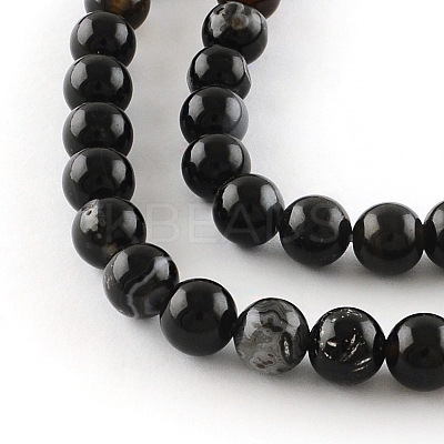 Natural Black Onyx Round Bead Strands G-R198-14mm-1