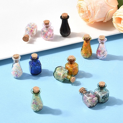 18Pcs 18 Styles Glass Cork Bottles Ornament AJEW-YW0001-52-1