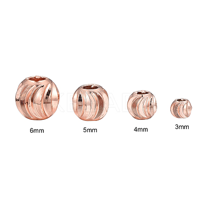 PVD Vacuum Plating Brass Corrugated Round Spacer Beads Set KK-LS0001-10C-RG-1