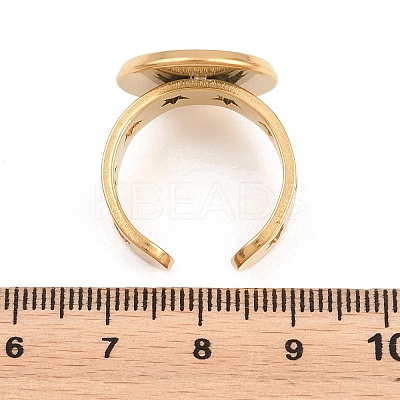 Hollow Star 304 Stainless Steel Open Cuff Ring Components STAS-F366-07E-G-1
