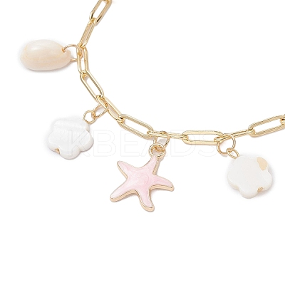 Natural Freshwater Shell Beads & Alloy Enamel Charm Bracelets BJEW-JB12214-01-1