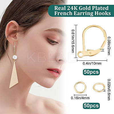 50Pcs Brass Leverback Earring Findings KK-BBC0005-72G-1