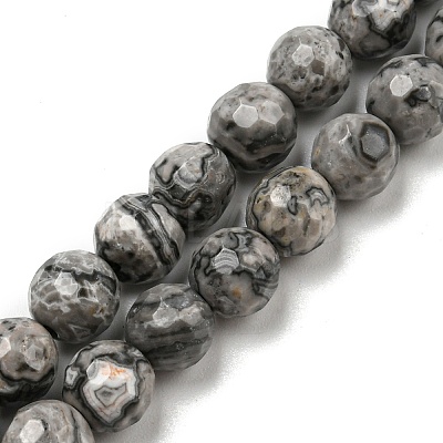 Natural Map Stone/Picasso Stone/Picasso Jasper Beads Strands G-C079-B05-01-1