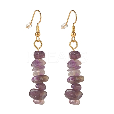 Natural Amethyst Chip Beaded Dangle Earrings EJEW-JE04788-05-1