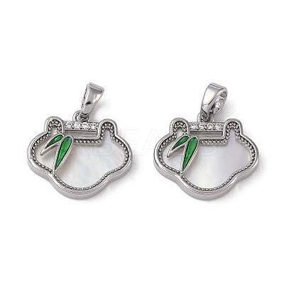 Brass & Shell & Clear Cubic Zirconia Charms KK-G497-18P-1