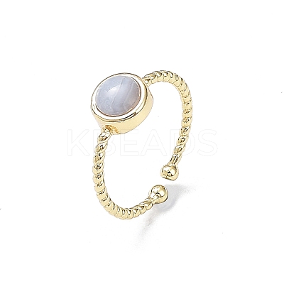 Natural Blue Lace Agate Cuff Rings RJEW-E074-01G-05-1