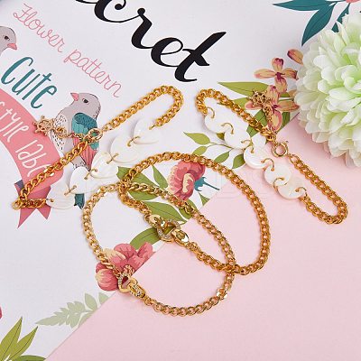 Brass Charm Bracelets & Curb Chain Bracelets Sets BJEW-SZ0001-005G-1