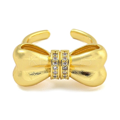 Rack Plating Brass Micro Pave Cubic Zirconia Cuff Rings for Women RJEW-I107-13G-01-1