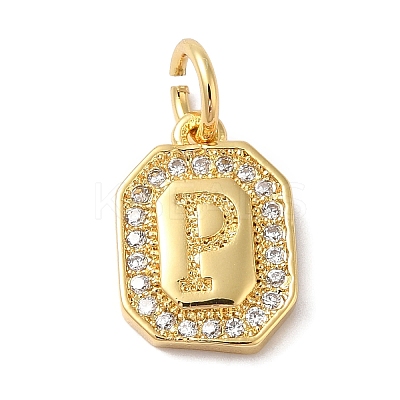 Real 18K Gold Plated Brass Micro Pave Clear Cubic Zirconia Pendants KK-L216-002G-P-1