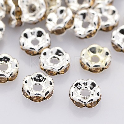 Brass Rhinestone Spacer Beads RB-A014-L6mm-14S-1
