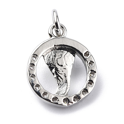 Brass Micro Pave Cubic Zirconia Charms ZIRC-F131-12P-1