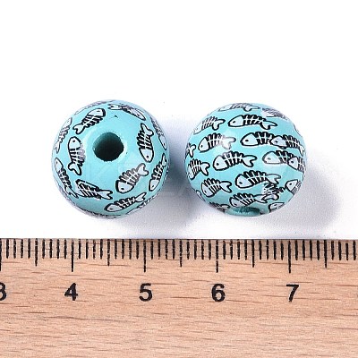 Printed Wood Beads WOOD-C017-01C-1