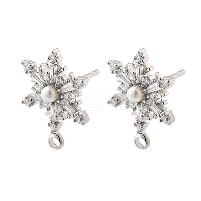 Brass Micro Pave Cubic Zirconia Stud Earring Findings LS-KK-K371-34P-1
