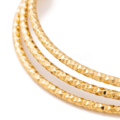 7Pcs PVD Vacuum Plating 304 Stainless Steel Textured Bangles Set for Women BJEW-A011-12A-G-1