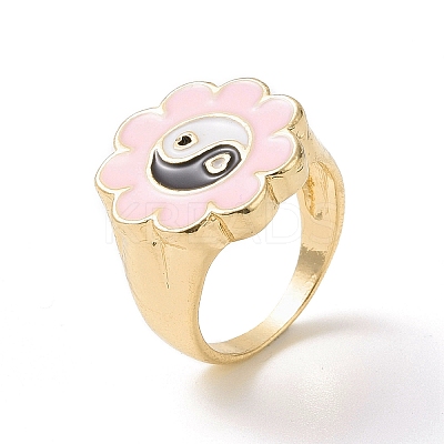 Enamel Flower with Yin Yang Finger Rings LS-RJEW-H108-01A-KCG-1