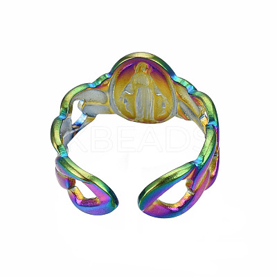 Oval with Jesus Cuff Rings RJEW-N038-009-1