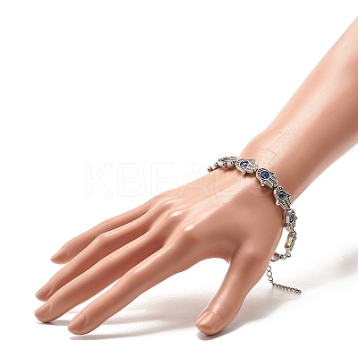 Hamsa Hand Tibetan Style Alloy Bracelets for Women BJEW-JB07728-1