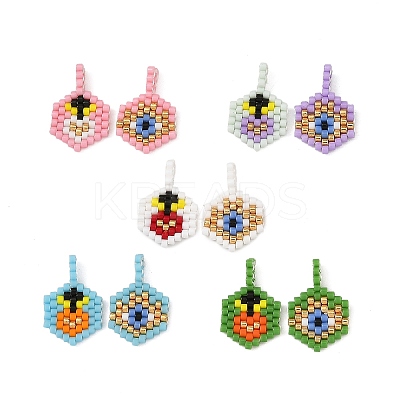 Glass Seed Beaded Pendants PALLOY-MZ01436-1