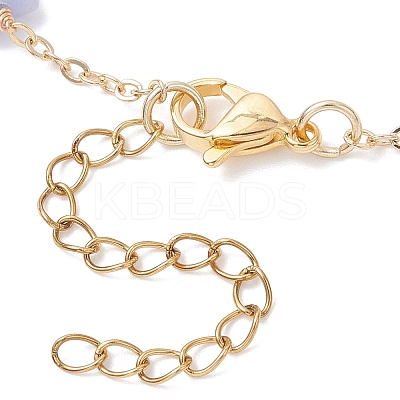 Synthetic Blue Lace Agate Star & Natural Freshwater Pearl Rice & Brass Link Chain Bracelet Making AJEW-JB01456-01-1