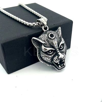 Vintage 304 Stainless Steel Lion Head Pendant Necklaces for Men Women LS-OG9311-1