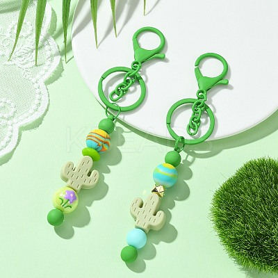 Spray Painted Alloy Bar Beadable Keychain for Jewelry Making DIY Crafts KEYC-A011-02D-1