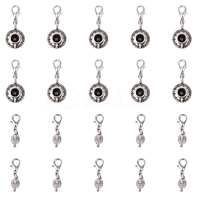 10Pcs 2 Styles Teapot and Coffee Cup Tibetan Style Alloy Pendant Decorations HJEW-YW00138-1