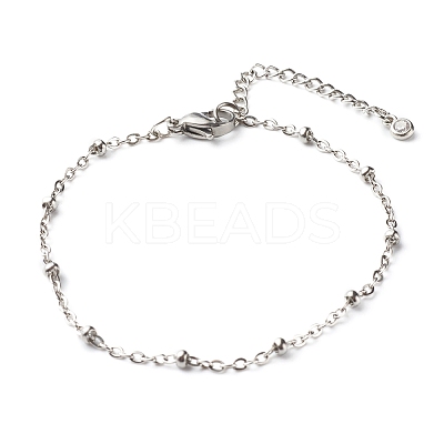 Tarnish Resistant 304 Stainless Steel Paperclip & Satellite Chains Bracelet Set BJEW-JB06524-1