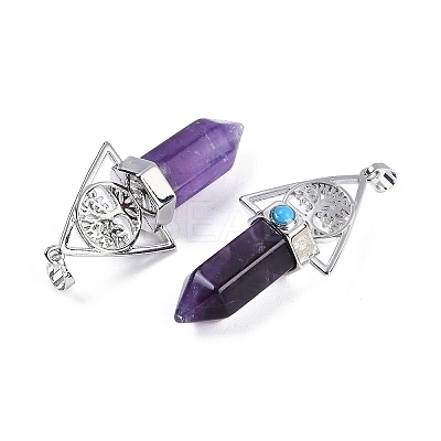 Natural Amethyst Faceted Pointed Bullet Big Pendants G-H076-02P-05-1