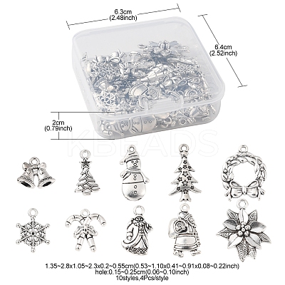 40Pcs 10 Styles Christmas Theme Alloy Pendants FIND-FS0001-50-1