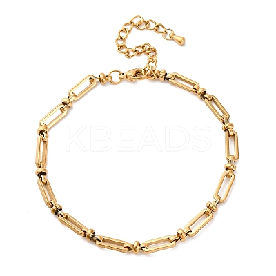304 Stainless Steel Long Oval Link Chain Anklets AJEW-A057-10G-1