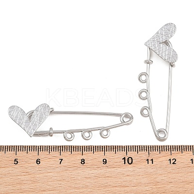 Crisscross Heart 304 Stainless Steel Safety Pins Brooch Findings SA-CBA098D-15E-P03-1