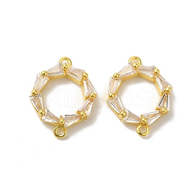 Rack Plating Brass Pave Clear Cubic Zirconia Ring Connector Charms KK-H487-11G-1